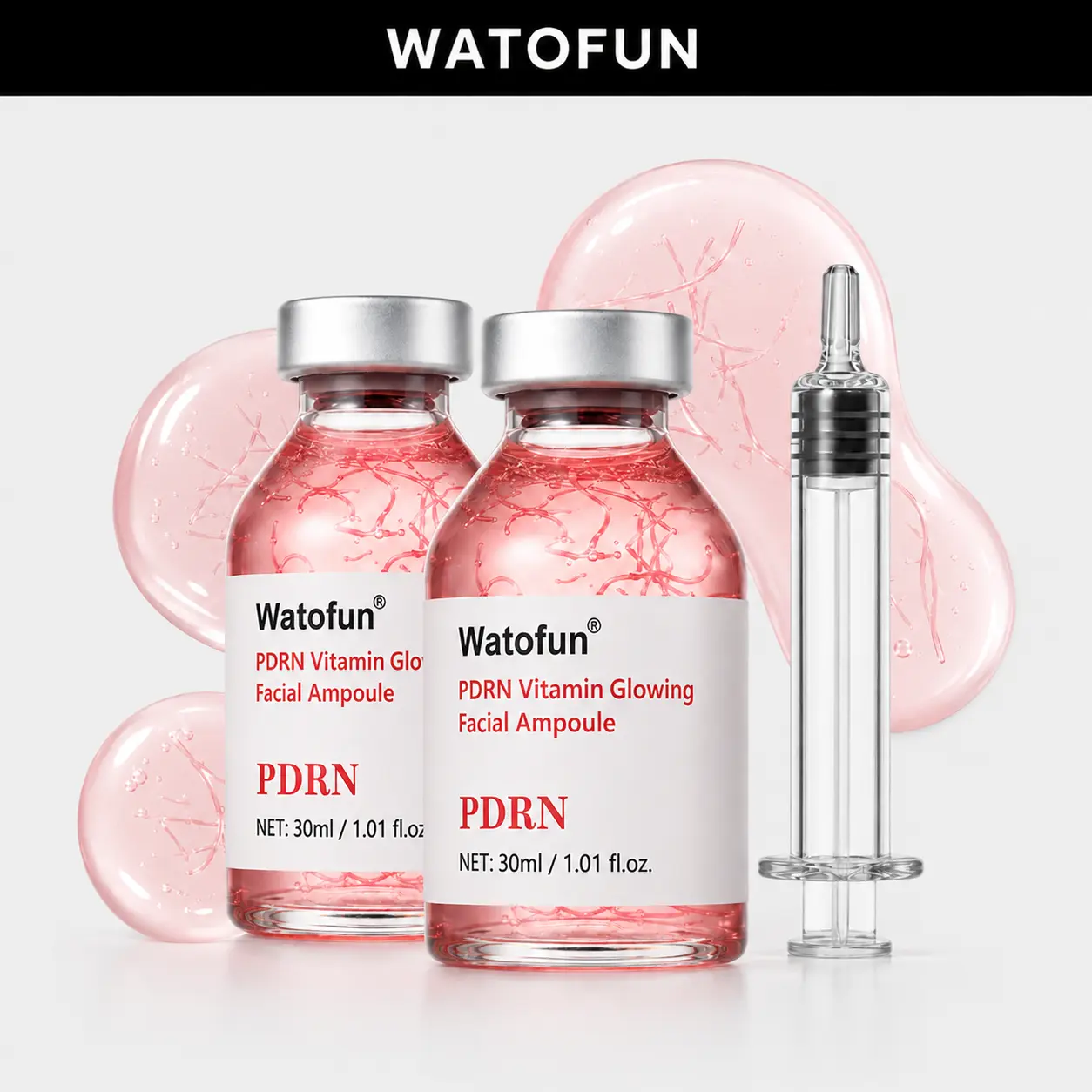 Watofun [30 ml × 2] PDRN Glow Boost Ampoule Treatment - Elastic Firming Ampoules, Additive-Free Serums & Essences, Korean Anti Aging Cosmetics with Deep Hydration, Skin Repair, Brightening for Radiant Glass Skin, Advanced Face Serum, Glow Up, Hydrating, N