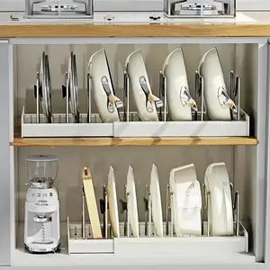 Expandable Pot and Pan Organizer Rack for Cabinet, Space Saving Kitchen Storage Must Have for Small Kitchens Apartments RVs Summer Kitchen Reset Adjustable Cookware and Pot Lid Organizer