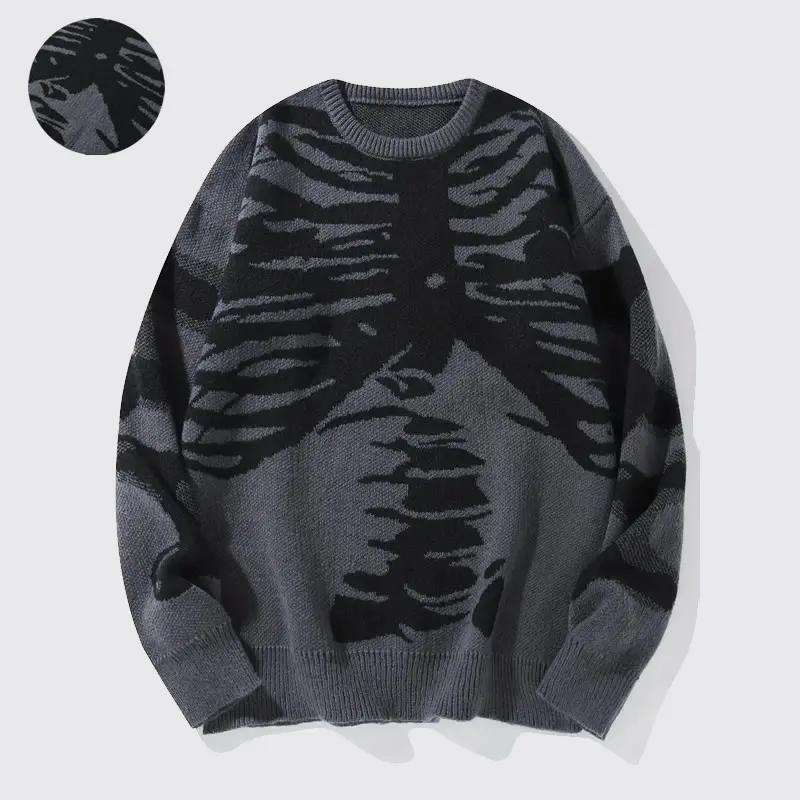 Men's Fashion Skeleton Devil Graphic Print Polyester Pullover Hoodie - Casual Round Neck Long Sleeve Drawstring Sweater, Machine Washable Spooky Outfit for Autumn Winter Skeleton Halloween Menswear Tops