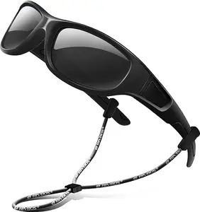 Kids Sunglasses Polarized UV Protection Flexible Rubber Glasses Shades with Strap for Boys Girls RBK037