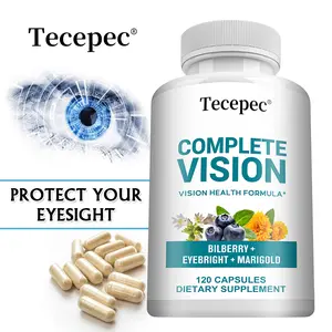 Tecepec Natural Edible Dietary Healthcare Eye Supplement - Advanced Formula with Lutein, Bilberry, Eyebright - Blue Light Support, Focus Support, 120 Capsules
