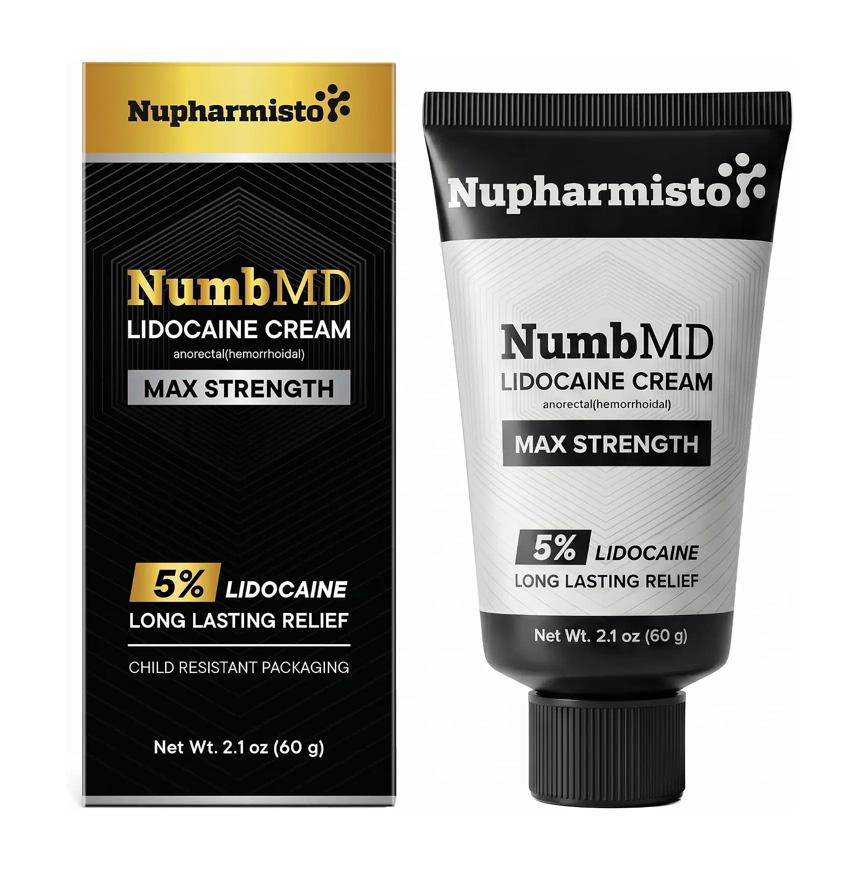 Nupharmisto Tattoo Numbing Cream: Maximum Strength Lidocaine & Menthol for Long-Lasting Pain Relief During Tattoos, Piercings, and Waxing for All Skin