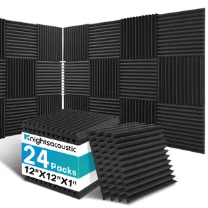 Sound Proof Foam Panels For Walls 24 Packs Noise Reduction Foam Panels 1" x 12" x 12" 12 Grooves. Acoustic Panels Foam Panels for room decoration, ideal for creators, streamers, and gamers. No adhesive