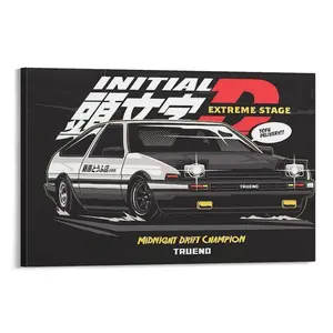 Initial Letter D Anime Movie Canvas Printing Home Decoration Poster, Suitable for Room Aesthetics Wall Art Poster Canvas Poster Bedroom Decor Sports Landscape Office Room Decor Gift1 Frames Ornaments Artistic Photo