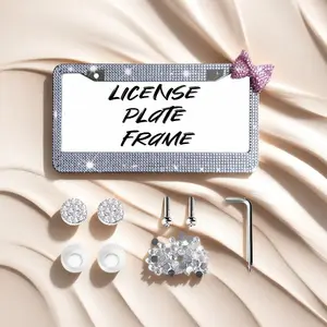 Sparkling Diamond Bow License Plate Frame - 1 pcs!  Glitter car decor for women. Fun car accessories & car essentials.