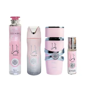 Yara Fragrance Set | Lattafa Yara Eau De Perfume 3.4FL.OZ , Deodorant 6.67oz, Air Freshener 10oz & Roll-on 10ml Combo set