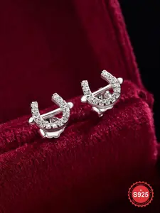 S925 Sterling Silver U-shaped Stud Earrings, Elegant Charming Horse Shoe Design High Quality Earrings for Women, Trendy All-match & Exquisite Jewelry for Birthday Gift