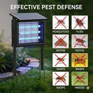 Memorial Day Outdoor Fly Eliminator, High-Power Rechargeable Bug Zapper, Waterproof Design with 3 Tubes & 6000mAh Battery