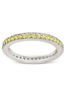 Sterling Silver 2.5mm Thin Canary CZ Band Ring