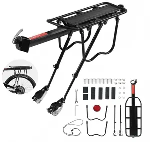 Bike Rear Rack Set, Adjustable Aluminum Alloy Bicycle Cargo Rack with Reflector, 110 LBS Load Capacity Quick Release Bike Shelf for Cycling Camping Touring