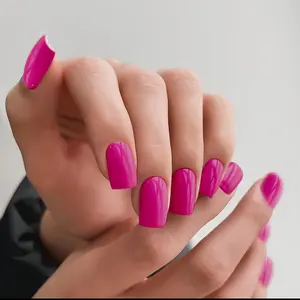 24 Pcs Short Square Press On Nails with Jelly Glue,Reusable Soft Gel Fake Nails Kit for Women and Girls with Feature Protective UV Coating DIY,Butter Yellow、Fruit Green、Rose pink Nails Press Ons