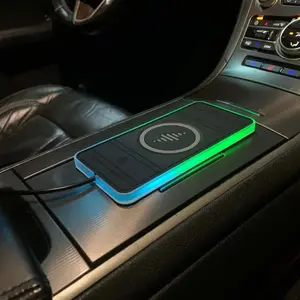 15W Wireless Charging Pad for Car, Silicone Non Slip Charging Pad, RGB Light Car Phone Charger, Fast Charging Station for iPhone 15 14 13 12 Samsung, Wireless Mobile Charger, Car Gadgets