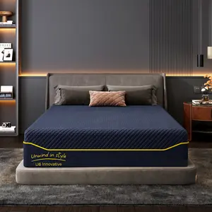 Gel-Infused Memory Foam Mattress! 10/12/14 Inch – King/Queen/Full/Twin. Cooling Washable Cover, Bed in a Box (Navy Blue)
