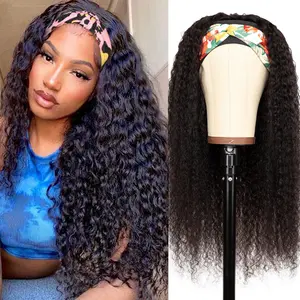 Jerry Curly Human Hair Headband Wig 180% Density Glueless Elastic Drawstring Ready to Go Soft Natural Look Instant Glam for Women