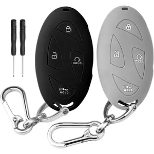 2PCS for Hyundai Ioniq 6 Key Fob Cover,Silicone Key Case with Keychain  with Hyundai Grandeur GN7 Kona Elantra Sonata Santa Fe Tucson 2025 2024 2023,4/5/7Buttons Smart Key(Black+Grey)