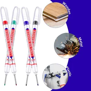 4-Color Set Deep Hole Marking Pens: Quick-Drying Oil-Based Ink for Woodworking