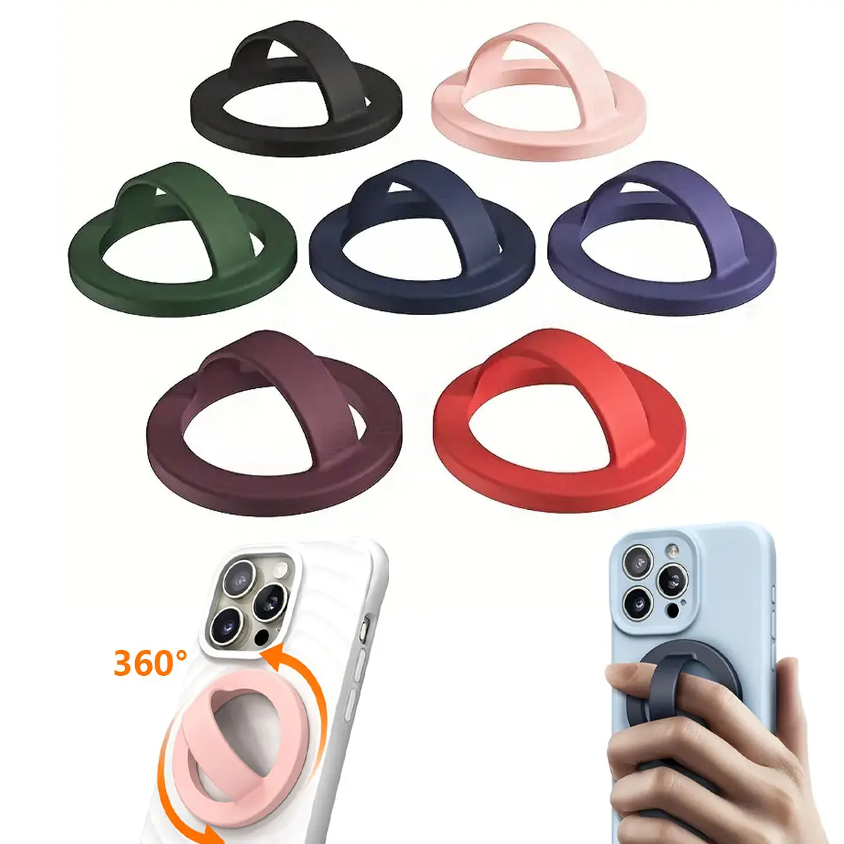 Adjustable Magnetic Silicone Phone Holder, Strong Anti-Loss Installation, Fits iPhone 15/14/13/12 Series, Easy Install & Remove