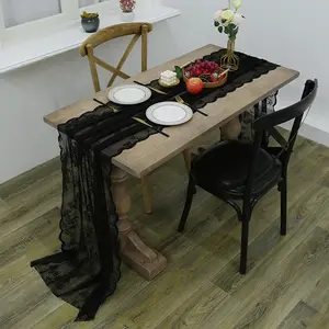 Rose Design Lace Table Runner, 1 Count Vintage Style Elegant Decorative Long Table Runner, Table Decoration Supplies for Home Kitchen Dining Room