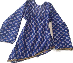 Women's Casual Full-Sleeve Short Kurti, Womenswear with Corset Back and Beads
