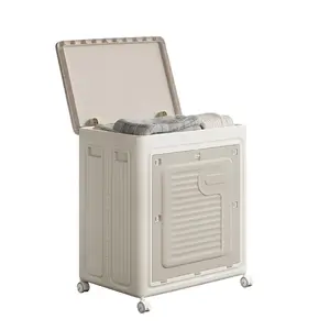 Garvee Rolling Laundry Hamper with Lid, Large Capacity Clothes Hampers for Laundry, Plastic Collapsible Laundry Baskets with Wheels and Lid Large Toy Box Chest