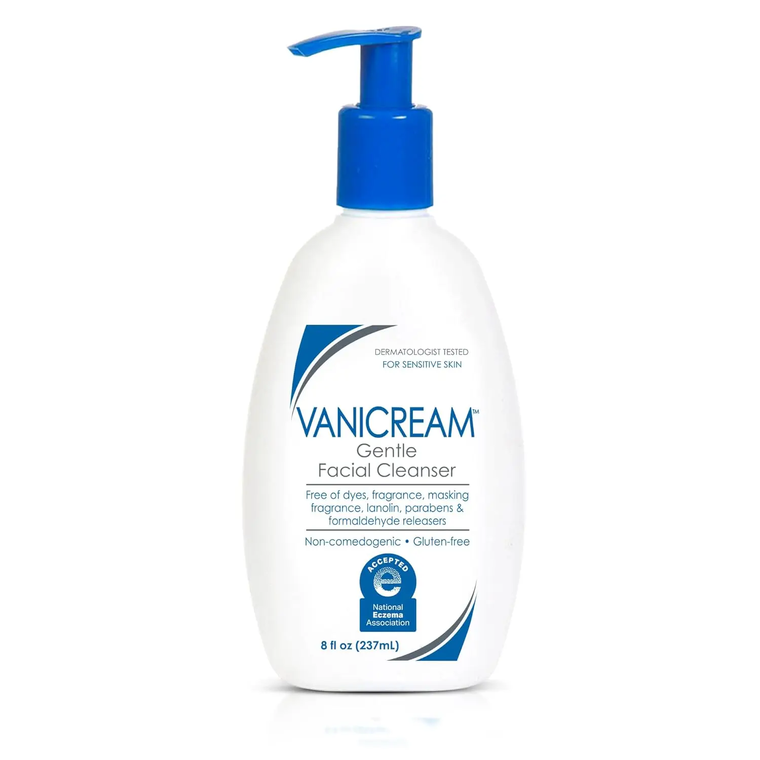 Vanicream Gentle Facial Cleaner with Pump Dispenser, 8 Fl Oz, Formulated without Common Irritants for Sensitive Skin, Removes Makeup, Dirt & Excess Oils, Non-Comedogenic, pH-Balanced Face Wash