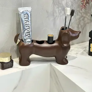 Creative Toothbrush Holder Stand, High-Quality Sausage Dog Design, Home Use Organizer for Toothpaste & Brushes, Toothbrush Storage, Toothbrush Holders for Bathrooms