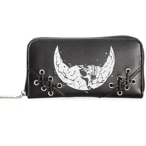 Crescent Moon Skull Zip Around Wallet - Chanters