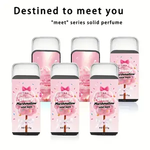 Women's Candy Cotton Candy Perfume Balm, Long-Lasting Fresh Floral Scent, Alcohol-Free, Lemon Jasmine Lychee Rose Vanilla Caramel, Fruit Floral Scent, Fruity Sweet Scent, Floral Scented, Marshmallow Fragrance, Floral Fruity Scents