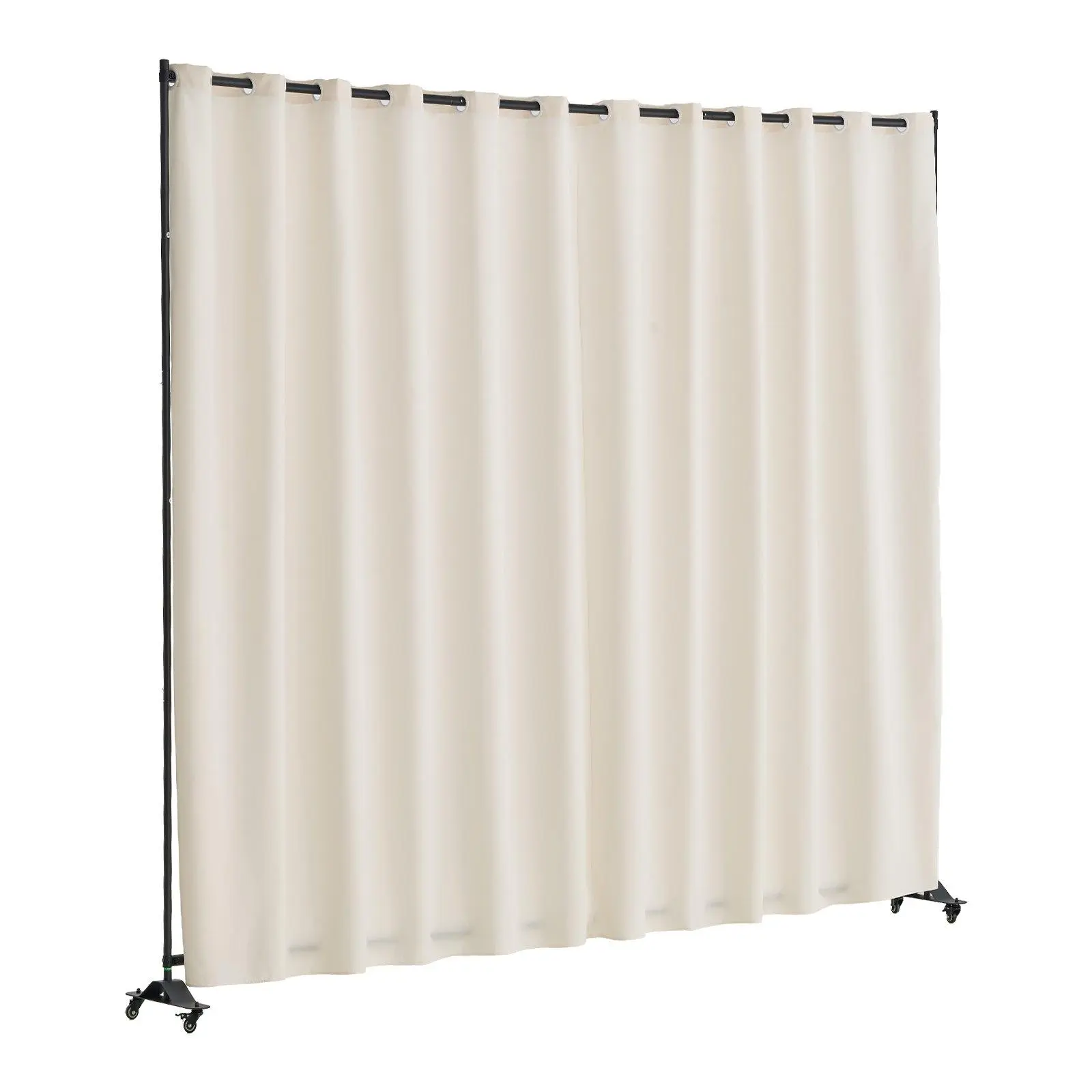 Portable Room Divider with Wheels, Freestanding Rolling Privacy Screen Curtain Divider Stand, Heavy-Duty Carbon Steel Frame Partition Wall, Waterproof Light-Blocking Room Separator for Office, Bedroom, Study & Dining Room