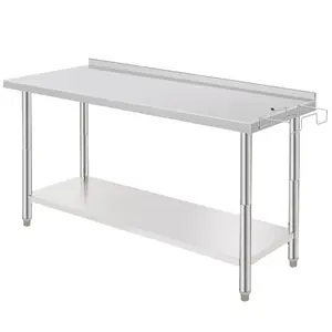 Garvee 60"X24"x35" NSF Stainless Steel Work Table, Heavy Duty Prep Table with Adjustable Undershelf, Commercial Metal Table for Kitchen, Restaurant, Home, Hotel, Workstation
