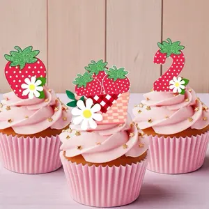 Strawberry Cupcake Toppers - Perfect For All Ages - Strawberry cake topper - Designer Decor