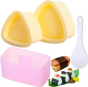 Onigiri Mold Triangle, 3 Pieces Musubi Press Mold Rice Ball Makers, Triangle Sushi Maker for Bento or Japanese Boxed Meal Musubi Press by  (Beige)