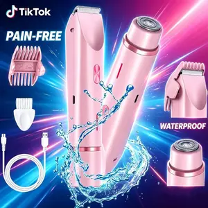 Dual Head Electric Razor, Cordless Waterproof Rechargeable Shaver, Dry and Wet Use, Pain-Free Hair Remover, Suitable for Women's Private Areas, Abs Enclosure, Lithium Ion Battery