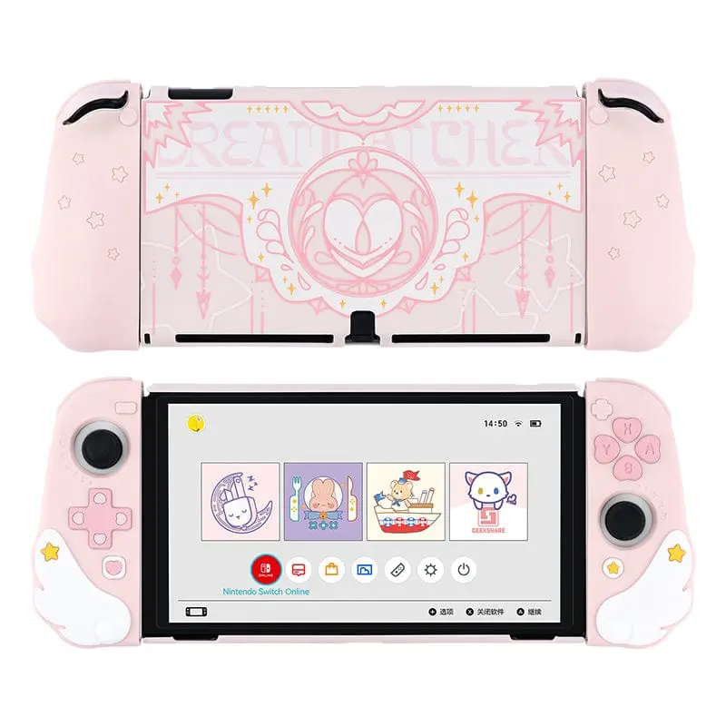 GeekShare Protective Case Compatible with NintendoSwitch / NS Oled Console Accessories and Joy Con- SlimCover Case Charging Dock Case with Ergonomic Designfor Switch Model - Star Wings