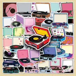 Vinyl Record Pattern Sticker, 100pcs/set Creative Cool Decorative Sticker, DIY Decals for Phone Case, Computer, Guitar, Bag, Water Cup, Scrapbook