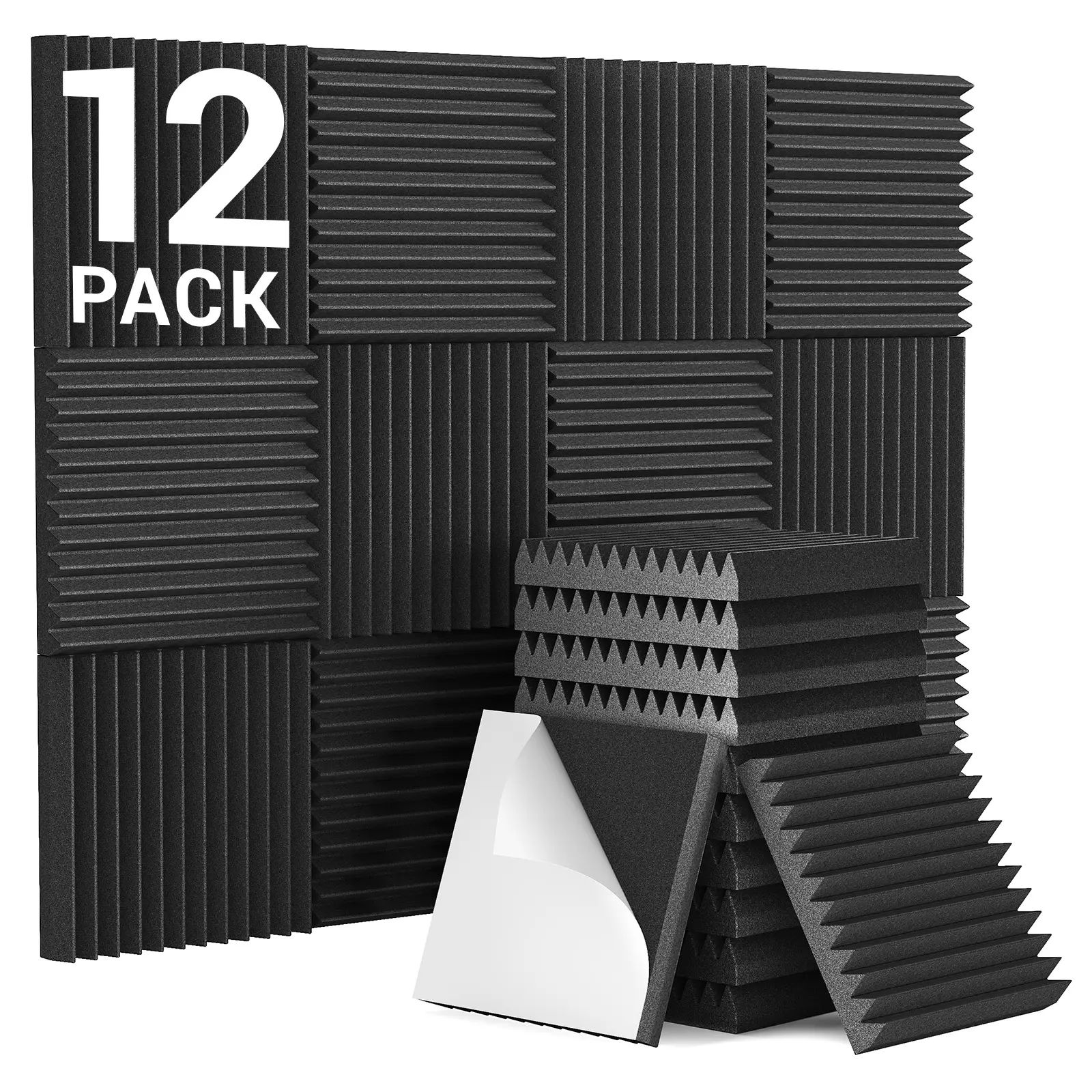 TONOR Acoustic Foam Panels, 2" X 12" X 12" Wedges Design Acoustic Panels Sound Absorbing Foam High Density Fir TONOR Acoustic Foam Panels, 2" X 12" X 12" Wedges Design Acoustic Panels Sound Absorbing Foam High Density Fir