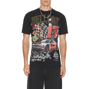 REASON Dodge Hellcat Rhinestone Tee in Black