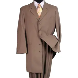 Mens 2PC Classic Long Fashion Zoot Suit in Tan