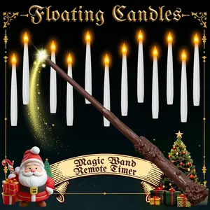 12/24pcs Flameless floating candles with Remote, Flickering Floating LED Candles, White Warm Light, Timer Function, Halloween Christmas Decorations for Wedding, Birthday Party, Dining Table, Living Room, Indoor & Outdoor Home Decor, Battery Operated
