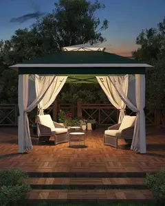 GAOMON 11x11 Pop Up Canopy Tent with Mosquito Netting, Outdoor Canopy Shelter Easy Setup, Water & UV Resistant - Green & Beige