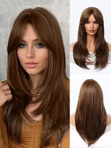 Women's High-End Synthetic Material Wigs, Easy-To-Wear Stylish Hairpiece, Perfect for Daily Wear & Special Occasions, Ideal Gift Idea