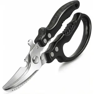 Heavy Duty Stainless Steel Kitchen Shears, Ultra Sharp Kitchenware for Cutting Chicken Bones, Meat & Vegetables, Multi-Function Cooking Scissors (Black) Utensils Scale