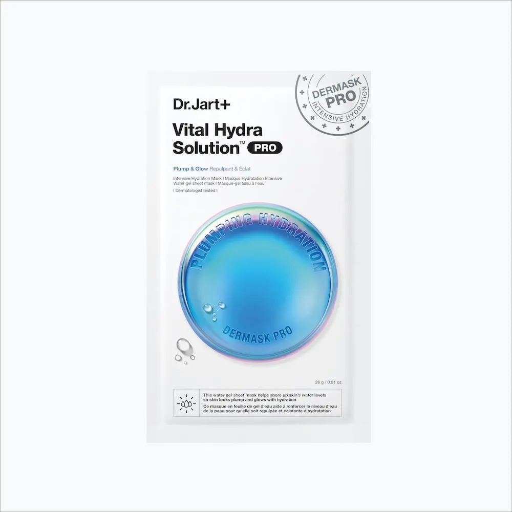 Dr.Jart+ Dermask Vital Hydra Solution Glow Korean Face Mask with Hyaluronic Acid | Moisturizing Sheet Mask | Plump Skin | Sensitive Skin Face Mask | Derm Tested