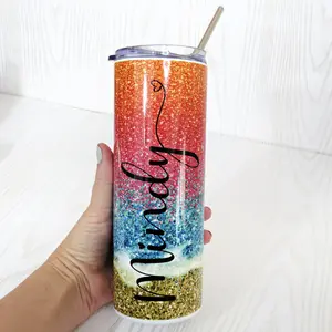 Beach Tumbler Ombre Waves Personalized With Name - 20oz Stainless Steel - Custom Bridesmaid Gifts - Girls Weekend Travel Cup Gift