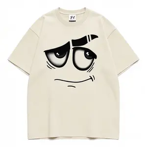 Men's 3D Washable Direct Spray T-Shirt 260g Heavy Cotton Vintage Casual Streetwear Crew Neck Tee