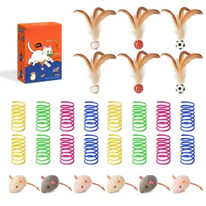 Cat Toys Pack for Indoor Cats, 28PCS Interactive Kitten Accessories with Feather Balls, Mice, Colorful Springs – Starter Kitten Toy Stuff Set, Bored Kitty Must-Have Supplies