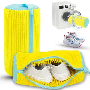 Reusable Shoe Laundry Bag for Washing Machine & Dryer - 1pc Microfiber-Lined Sneaker Cleaning Mesh Bag (Protective Home Laundry Tool Accessory)