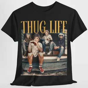 The Golden Girls Thug Life Shirt Unisex Cotton Tshirt Baggy Fabric Medium Size Black Tee for Comfortable Wear