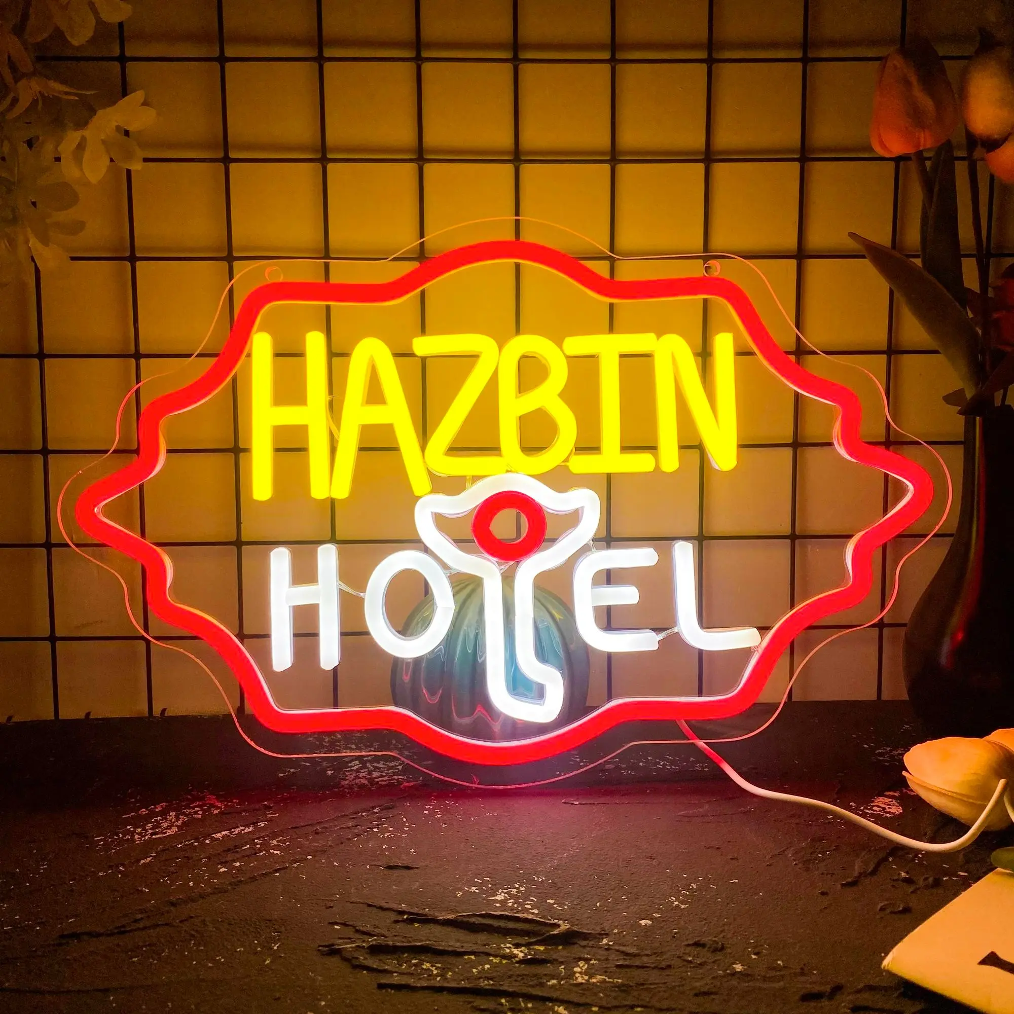 Hazbin Hotel Neon Sign, USB Powered Wall Decor, Neon Sign for Game Rooms & Bedrooms, Decorative Wall Light, Perfect Gift for Hazbin Fans, Decorative Lights
