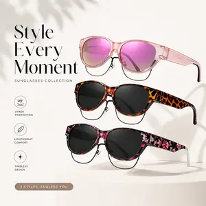 Polarized Sunglasses Fit Over Glasses for Men Women,Oversized Square Sun Glasses UV400 Protection ShadesOversized SquareFrame, Lightweight Eyewear for Driving Outdoor